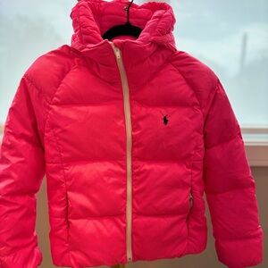 Polo Ralph Lauren Girls Momentum Down Filled Cropped Jacket Pink Large 12-14